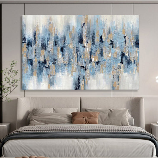 Acrylic Modern Art Paintings Blue, Gold & White Textured Abstract Painting On Canvas HPS122