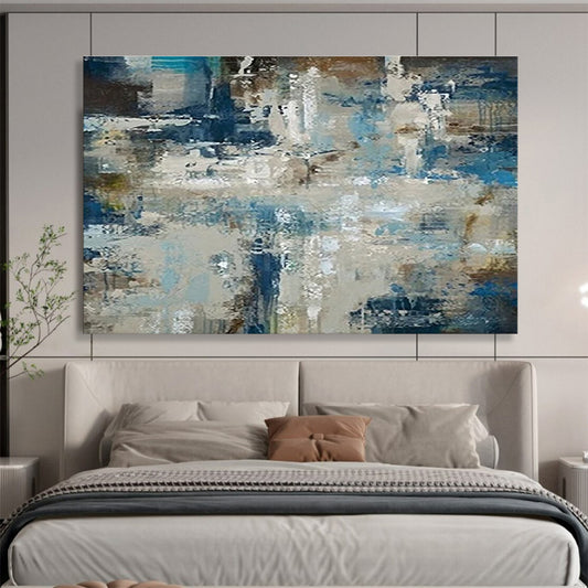 Oversized Abstract Wall Art Blue, Beige & Brown Abstract Urban Art HPS190