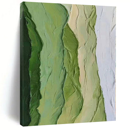 Hand Painted Art Green & Beige Textured Abstract Painting On Canvas PT043