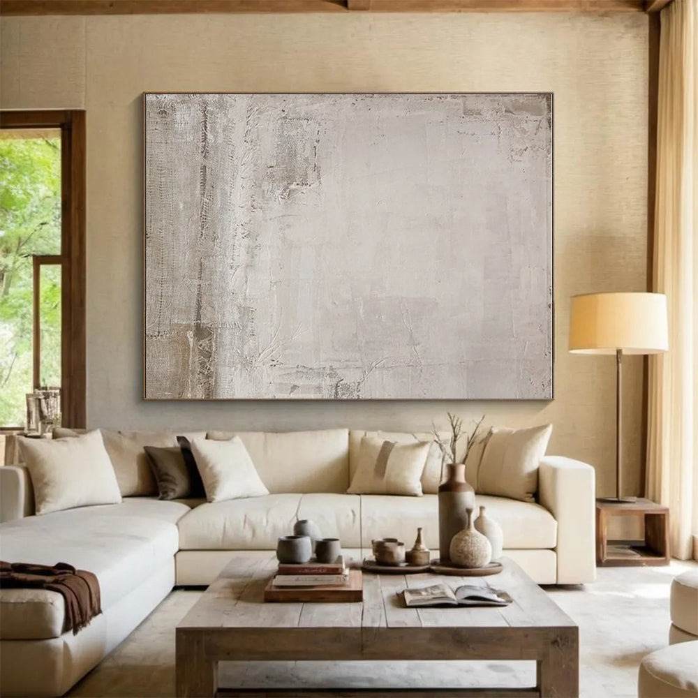 Minimalist Canvas Art in Beige and Grey Textured Neutrals PT222