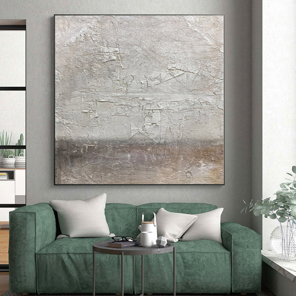 48x60 Gray & Brown Textured Abstract Painting On Canvas PT076
