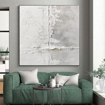 Minimalist Canvas Art White and Gray Textured Abstract Art PT659