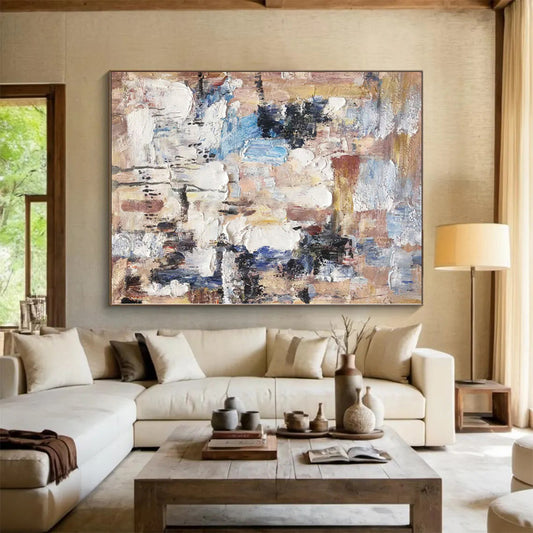 Hand-Painted Multicolor Textured Abstract Painting On Canvas PT061