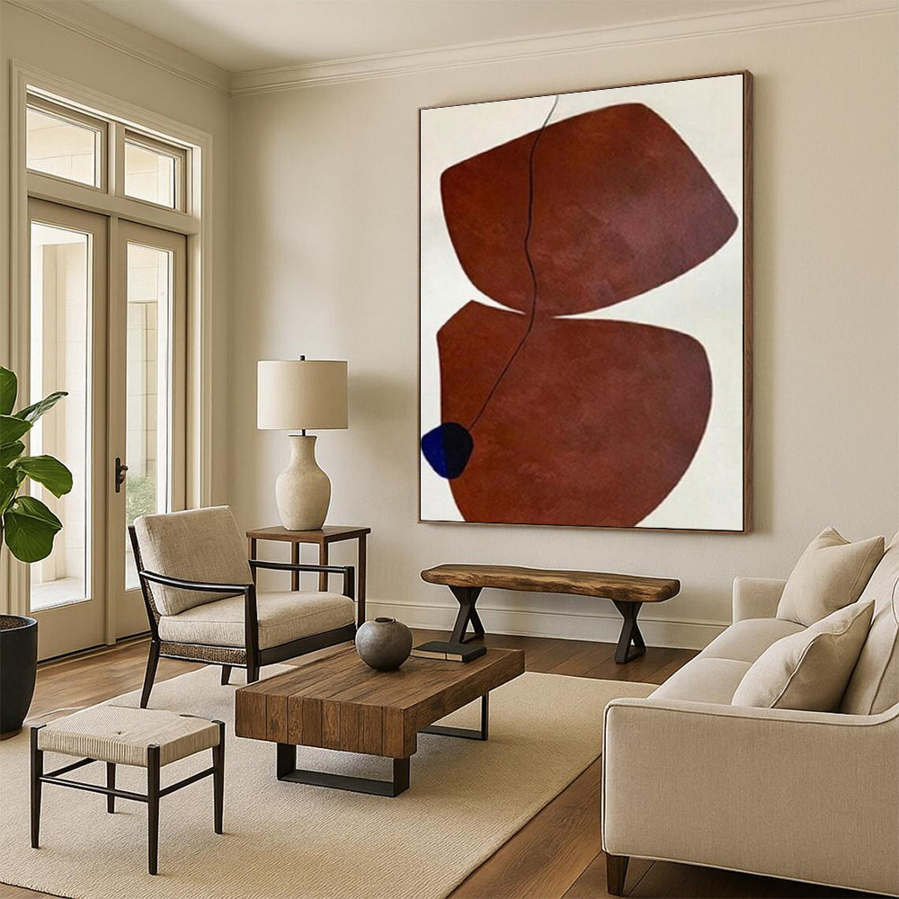 Unique Abstract Art Brown and Blue Organic Abstract Art PT689