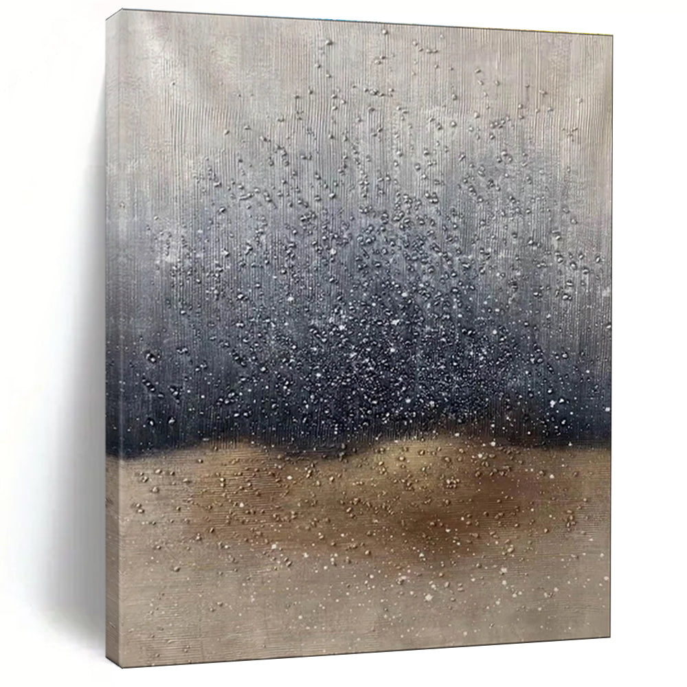 Large Painting In Living Room Gray, Brown & Silver Abstract Rain Scene, Modern Art Acrylic DPS510