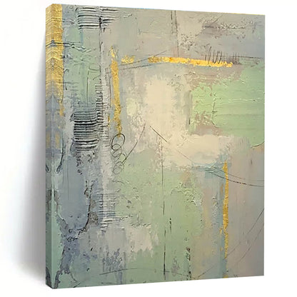 Handmade Art Green Gray Gold Textured Abstract Art PT426