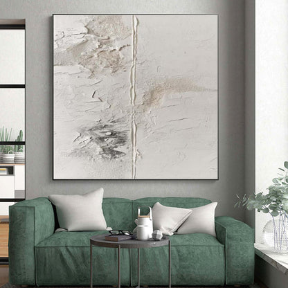 Hand-Painted White and Gray Textured Abstract Art, Acrylic Modern Art Painting PT327