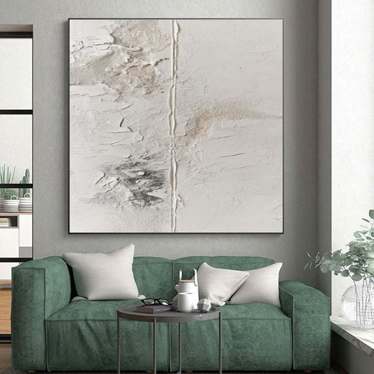 Hand-Painted White and Gray Textured Abstract Art, Acrylic Modern Art Painting PT327
