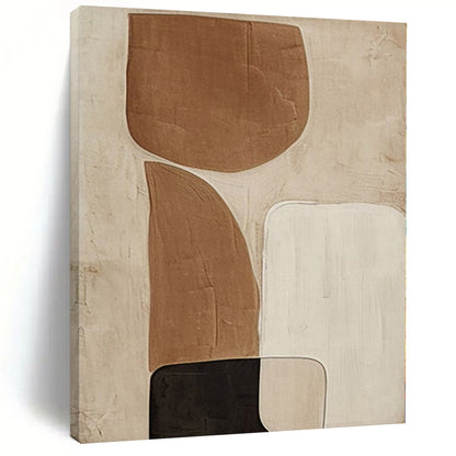 Modern Art Acrylic Brown, Beige & Black Geometric Abstract Painting On Canvas PT079