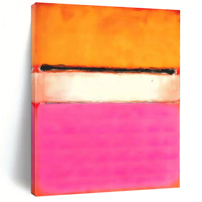 Hand Painted Art Orange, White & Pink Color Field Abstract Painting On Canvas PT103