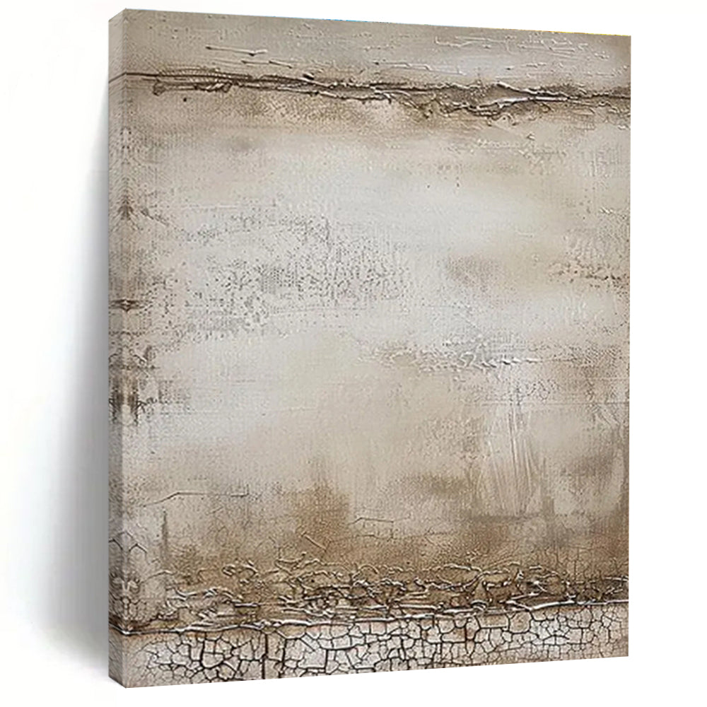 Minimalist Canvas Art in Beige and Brown Textured Design, Hand Painted Art PT297