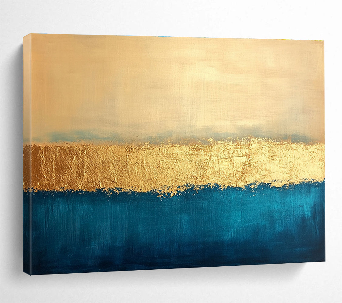 Paintings For House Gold, Beige & Teal Textured Abstract Painting HPS270