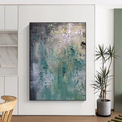 Cool Abstract Paintings Teal Green Textured Abstract Art PT504