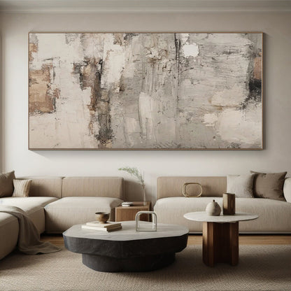 Hand Painted Art Gray, Beige, and Brown Textured Abstract Piece, Modern Art Acrylic PT319