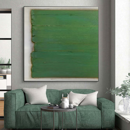 Minimalist Canvas Art Green Textured Abstract Geometric Art PT349