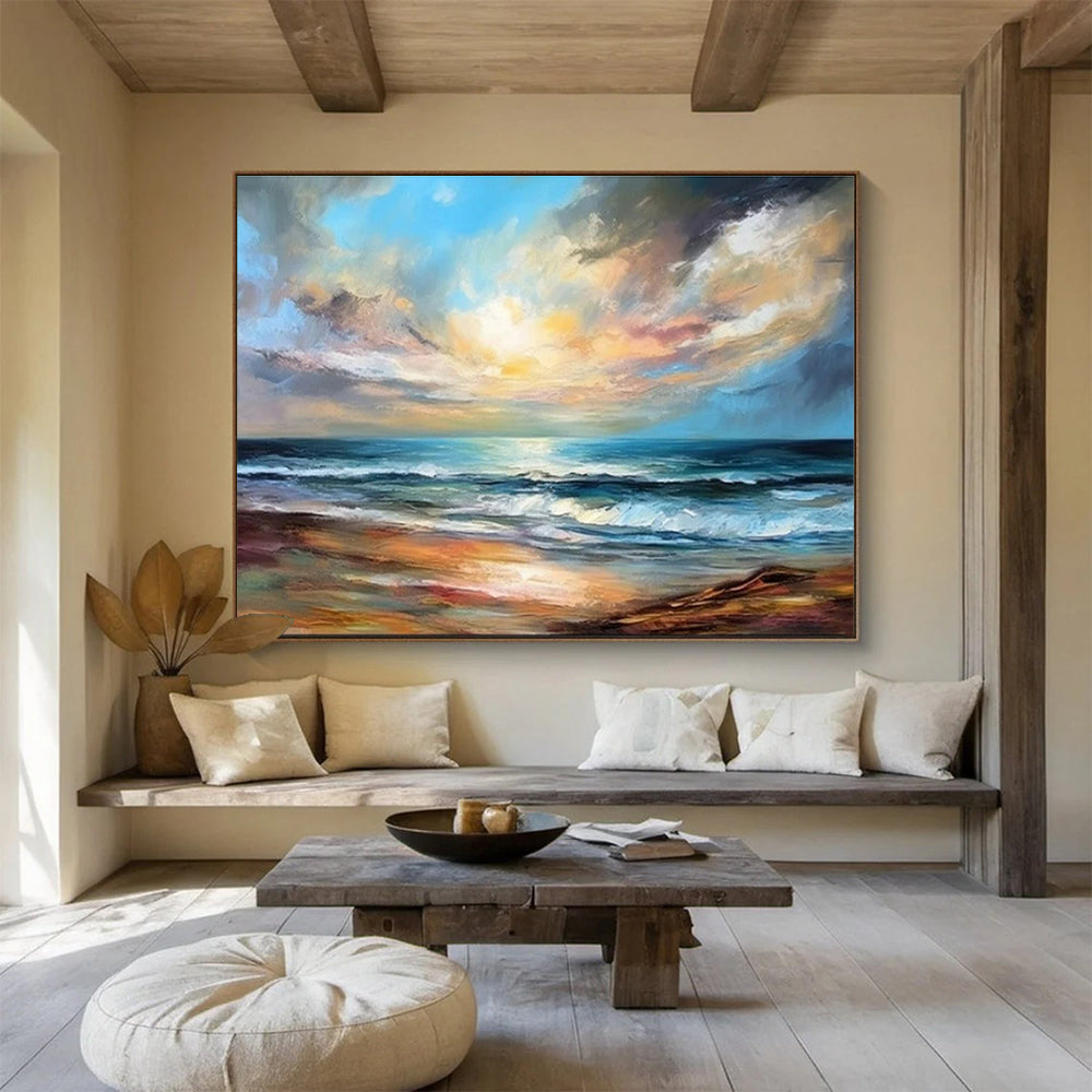 Cool Abstract Paintings Multicolor Seaside Sunset Expressive Art HPS368