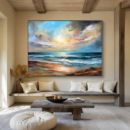 Cool Abstract Paintings Multicolor Seaside Sunset Expressive Art HPS368