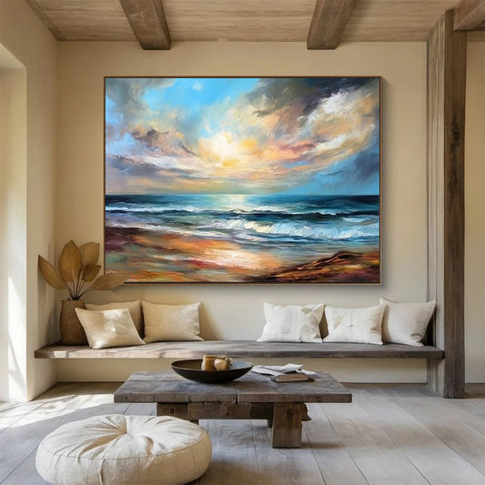 Cool Abstract Paintings Multicolor Seaside Sunset Expressive Art HPS368