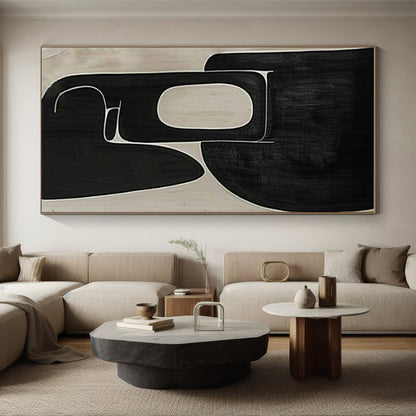 Unique Abstract Art Black and Beige Organic Abstract Art PT683