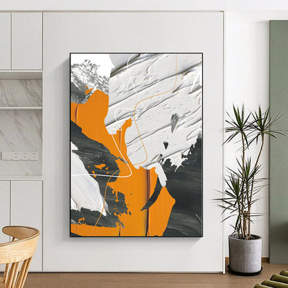 Large Painting In Living Room Orange, Gray & Black Textured Abstract Painting On Canvas PT090