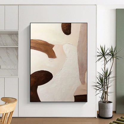 Oversized Abstract Wall Art Beige, Brown & Gold Textured Abstract Painting On Canvas PT040