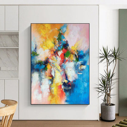 Hand Painted Art Multicolor Dynamic Abstract Expressionist Art PT361