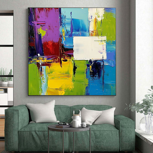 Big Abstract Painting On Canvas, Colorful Geometric Abstract Art On Canvas PT133