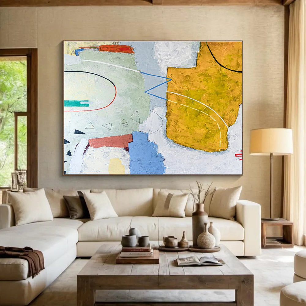 Large Painting In Living Room Multicolor Geometric Abstract Art HPS415
