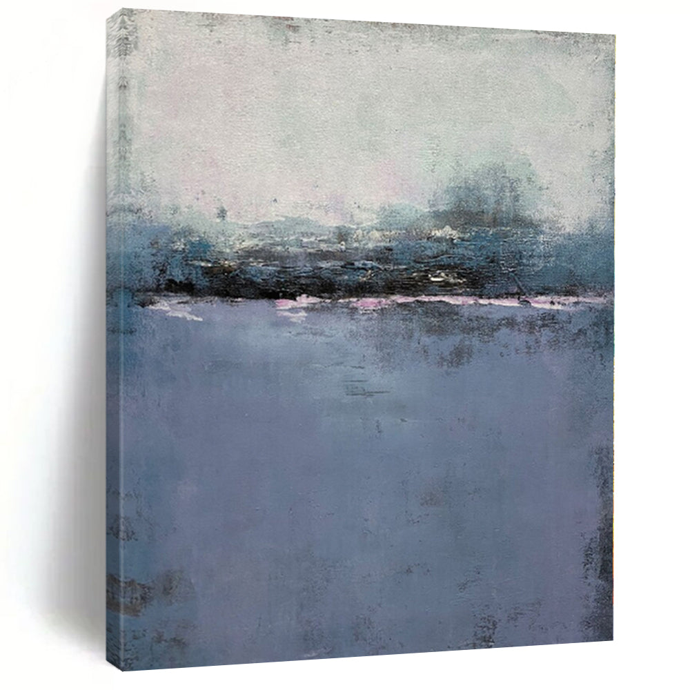 Hand-Painted Blue & Gray Textured Seascape Abstract Painting On Canvas PT051