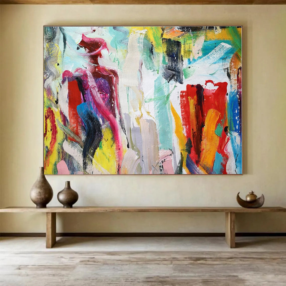 Acrylic Modern Art Paintings Vibrant Multicolor Figurative Abstract Painting On Canvas HPS083