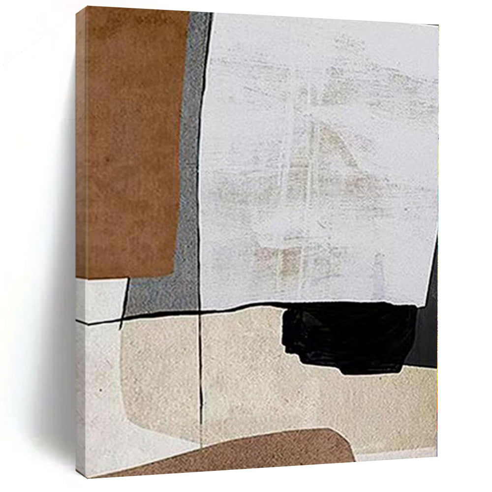 Acrylic Modern Art Paintings Brown, Beige & Black Geometric Abstract Painting On Canvas PT087