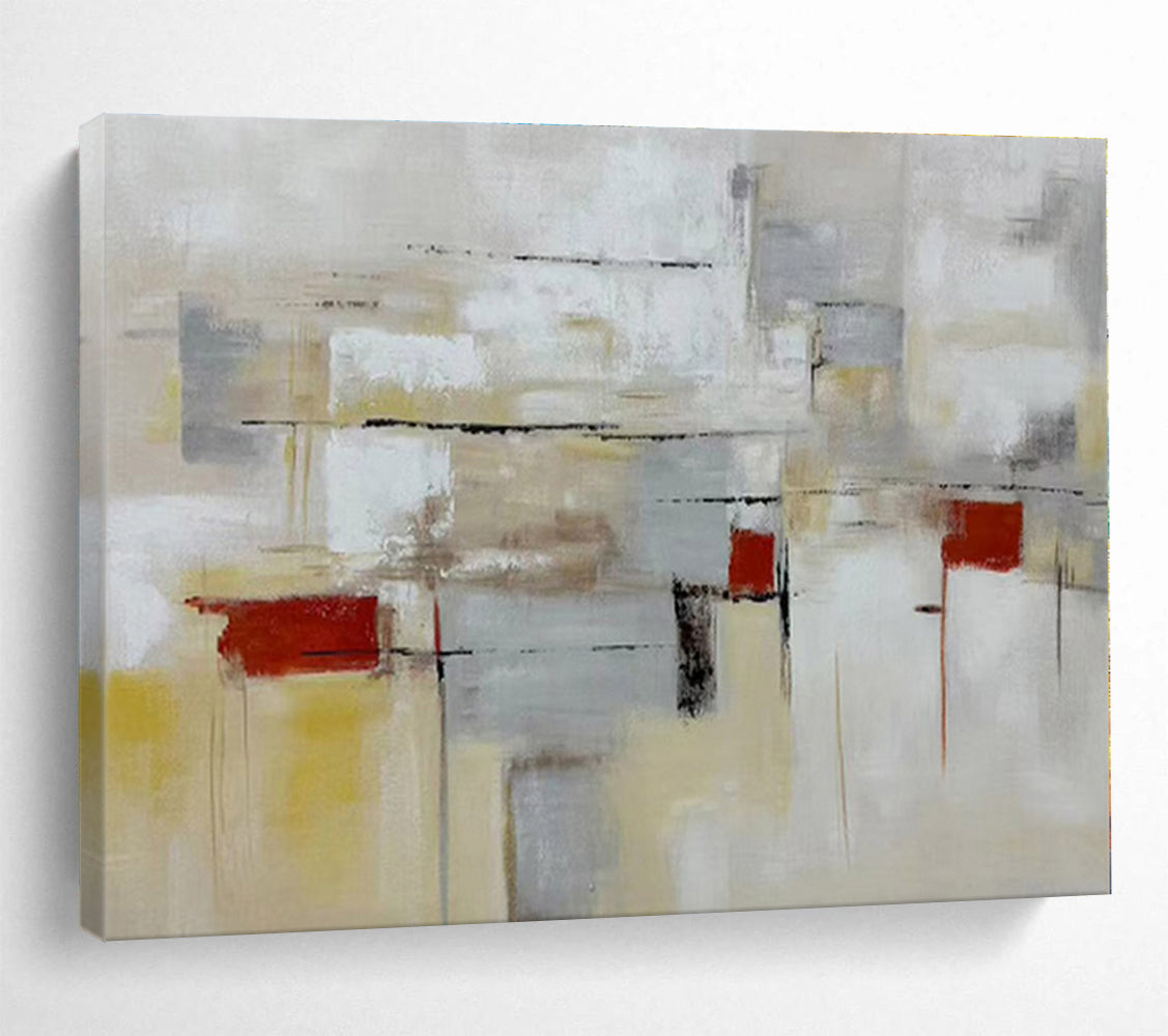 Minimalist Canvas Art Neutral Tones With Red Accents Abstract Painting On Canvas HPS130