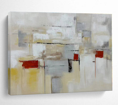 Minimalist Canvas Art Neutral Tones With Red Accents Abstract Painting On Canvas HPS130
