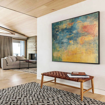 Acrylic Modern Art Paintings Blue, Yellow, Green & Pink Abstract Painting HPS292