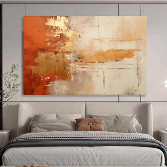 Modern Art Acrylic Orange & Gold Abstract Textured Art HPS209