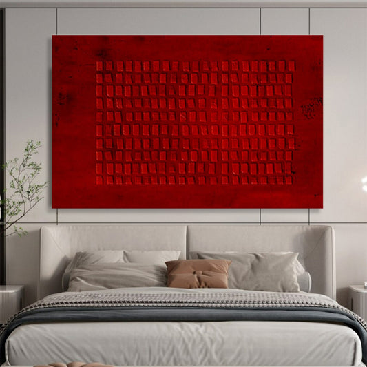 Gaint Canvas Art Red Textured Geometric Abstract Art HPS382