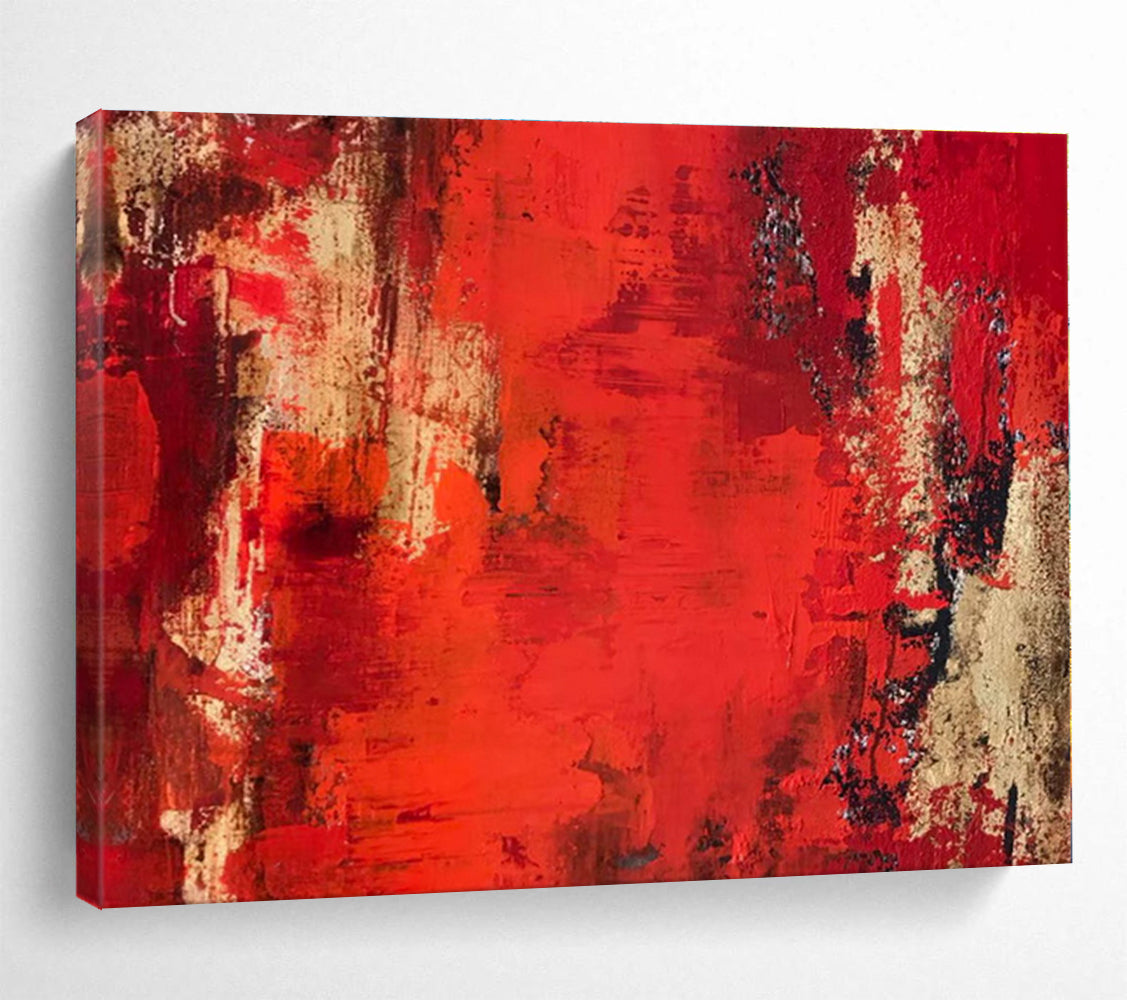 Oversized Abstract Wall Art Red & Beige Textured Abstract Painting On Canvas HPS080