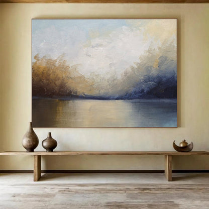 Modern Art Acrylic Blue, Beige & Gray Abstract Coastal Art HPS169