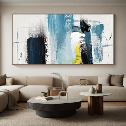 Cool Abstract Paintings Blue Black Yellow Abstract Composition Acrylic Art PT462