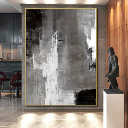 Acrylic Modern Art Paintings Gray, Black, and White Textured Abstract Art PT693