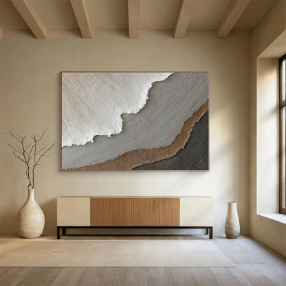 Handmade Art Neutral Tones Textured Abstract On Canvas HPS066