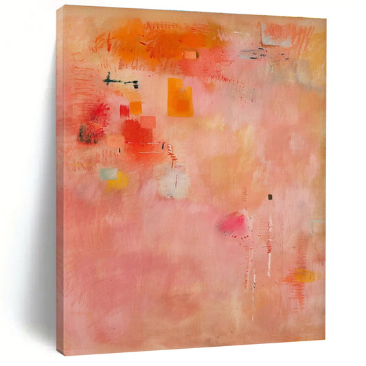 Cool Abstract Paintings Pink, Orange, and Yellow Textured Abstract Art PT765