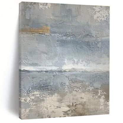 Modern Art Acrylic Gray and Beige Textured Abstract Art PT817
