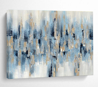 Buy Abstract Art Online Blue and Gold Geometric Abstract Cityscape Art HPS339