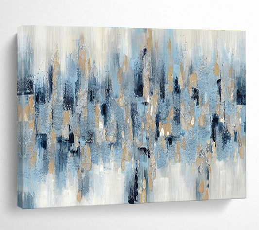 Buy Abstract Art Online Blue and Gold Geometric Abstract Cityscape Art HPS339