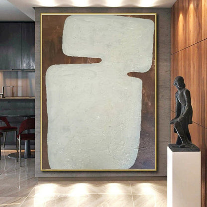 Hand-Painted Beige and Brown Textured Abstract Art PT647