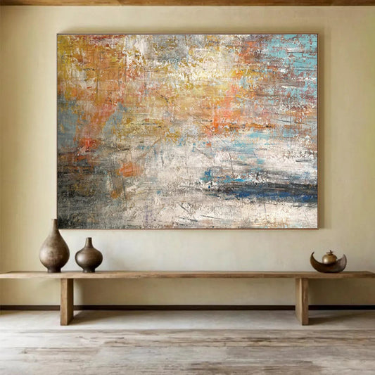 Huge Size Multicolor Abstract Expressionist Sunset Art HPS363