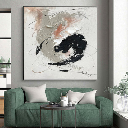 Cool Abstract Paintings Black Gray White Textured Abstract Art PT473