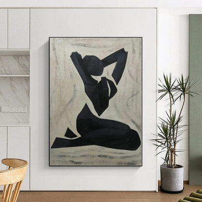 Modern Art Acrylic Black and White Geometric Figure Abstract Body Painting DPS425