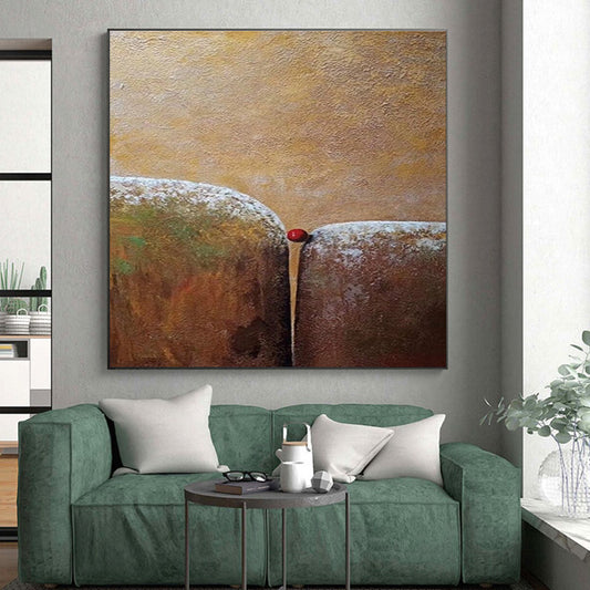 Unique Abstract Art in Brown, Beige, and Red with Textured Forms, Buy Abstract Art Online PT209
